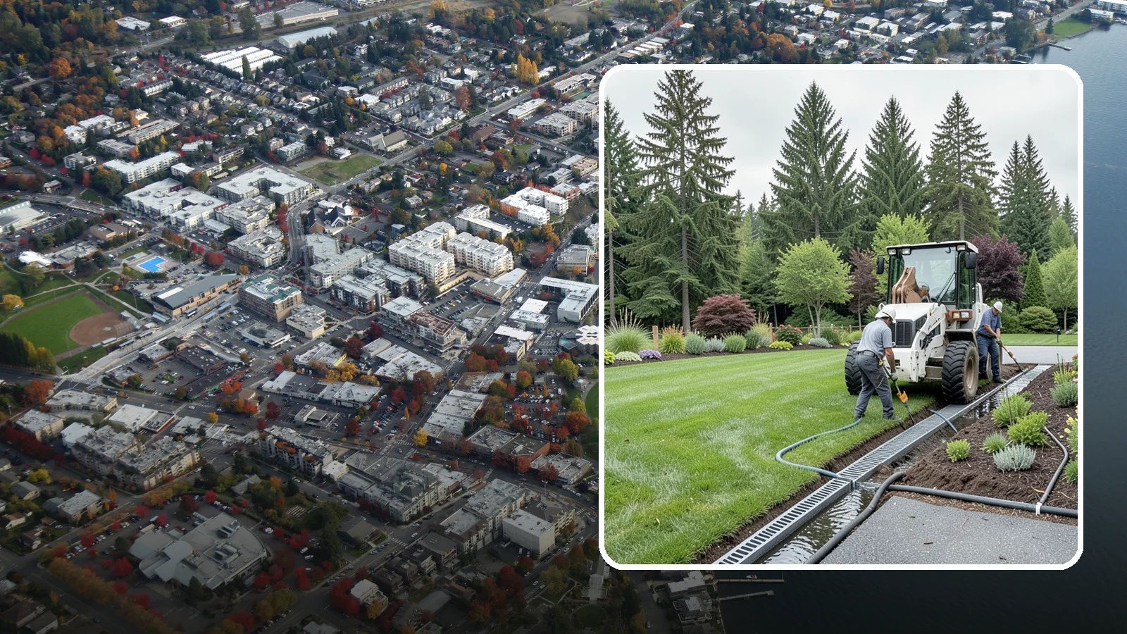 Channel Drain Installation in Kirkland, King County, WA - We install linear channel drains across driveways, patios, and hardscapes to capture surface sheet flow before it pools on paved...