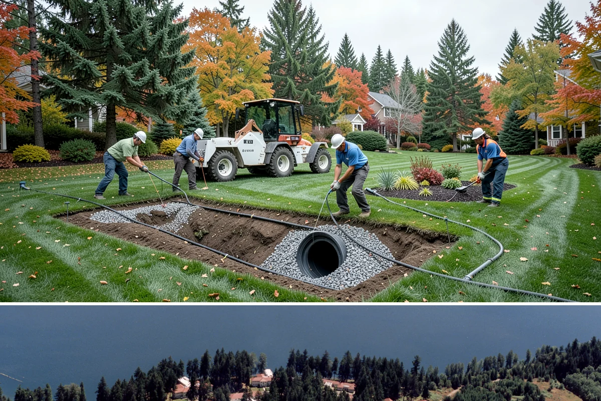 Channel Drain Installation in Lakewood, Pierce County, WA - Best installed in the drier late spring through early fall window when concrete cutting and curing are easiest, though channel...
