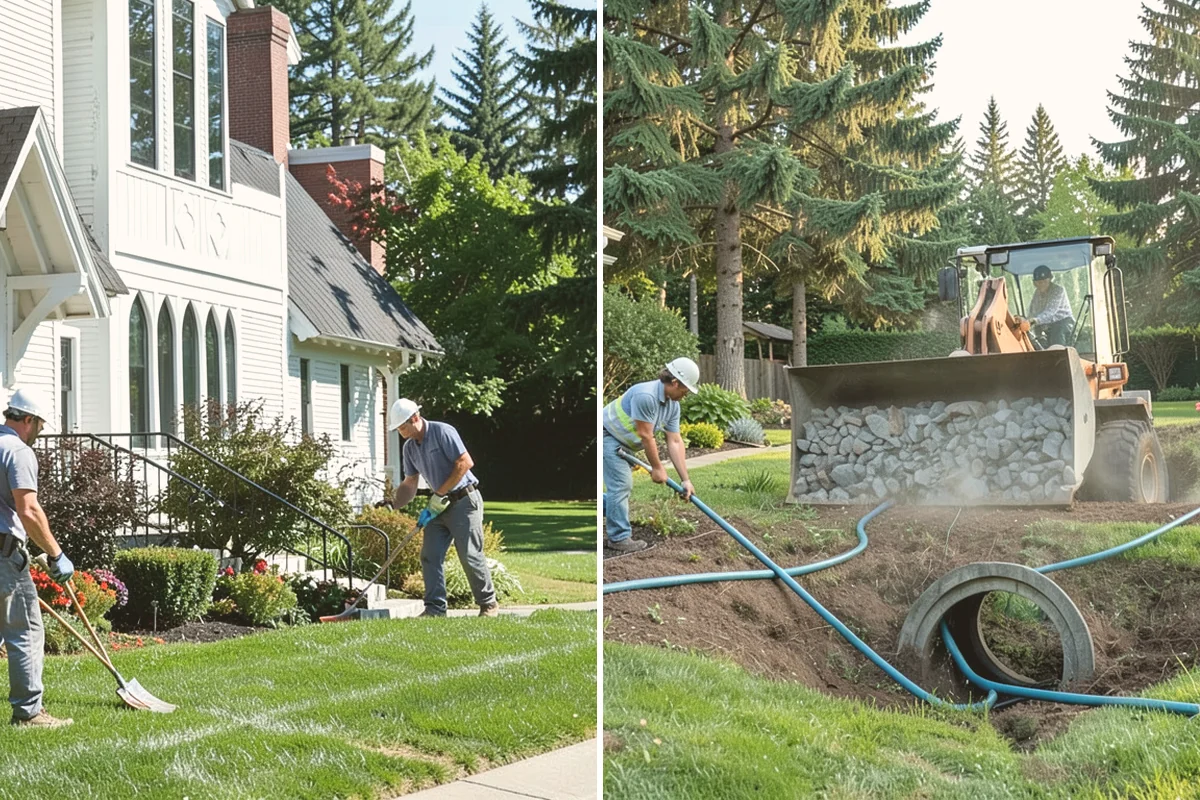 Channel Drain Installation in Milton, King County, WA - Assess surface grade and identify low points where water collects