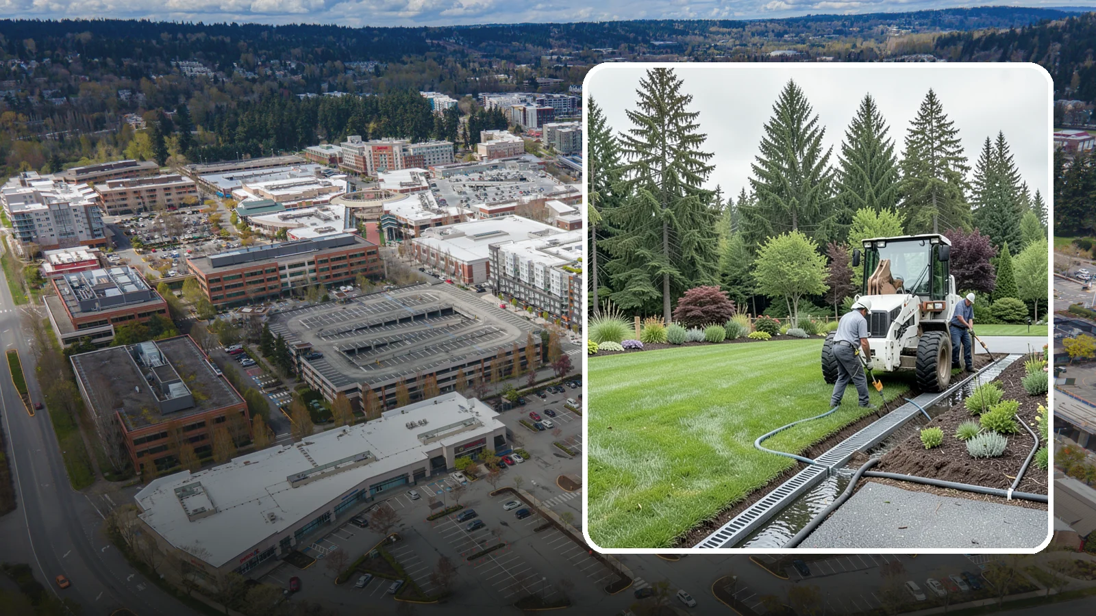 Channel Drain Installation in Redmond, King County, WA - We install linear channel drains across driveways, patios, and hardscapes to capture surface sheet flow before it pools on paved...