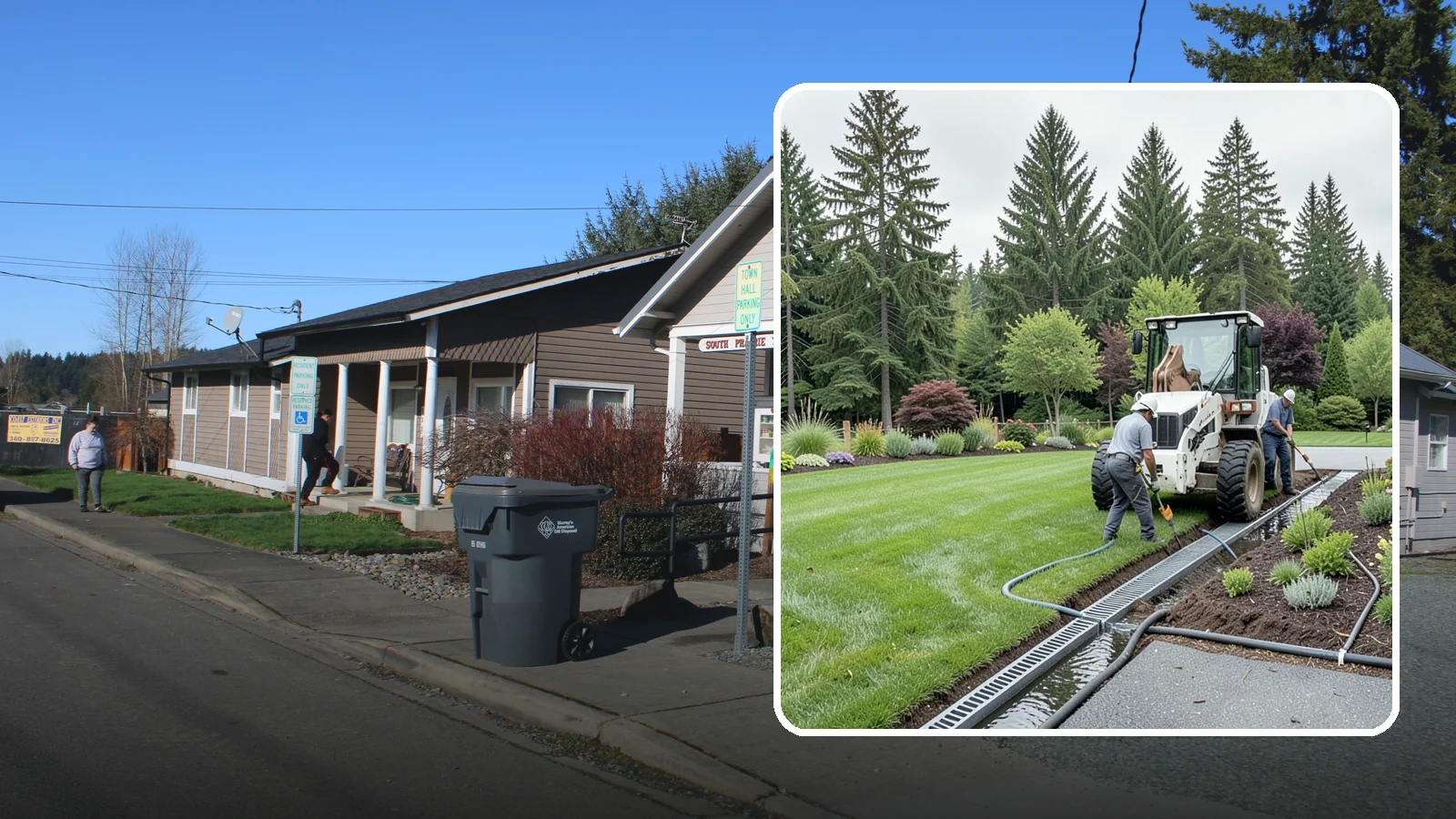 Channel Drain Installation in South Prairie, Pierce County, WA - We install linear channel drains across driveways, patios, and hardscapes to capture surface sheet flow before it pools on paved...