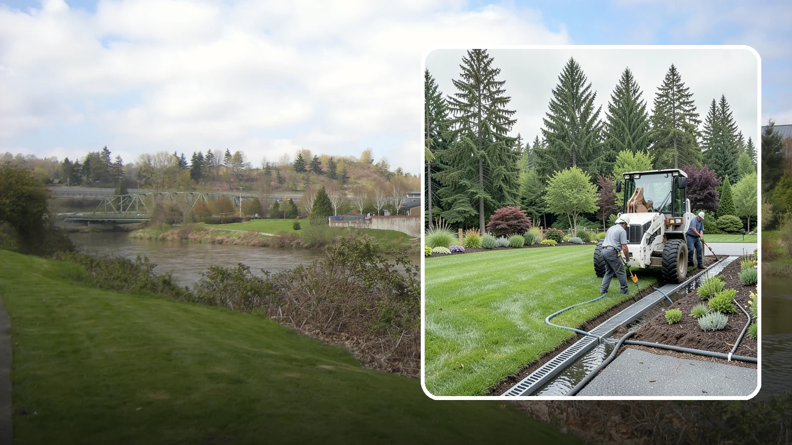 Channel Drain Installation in Tukwila, King County, WA - We install linear channel drains across driveways, patios, and hardscapes to capture surface sheet flow before it pools on paved...