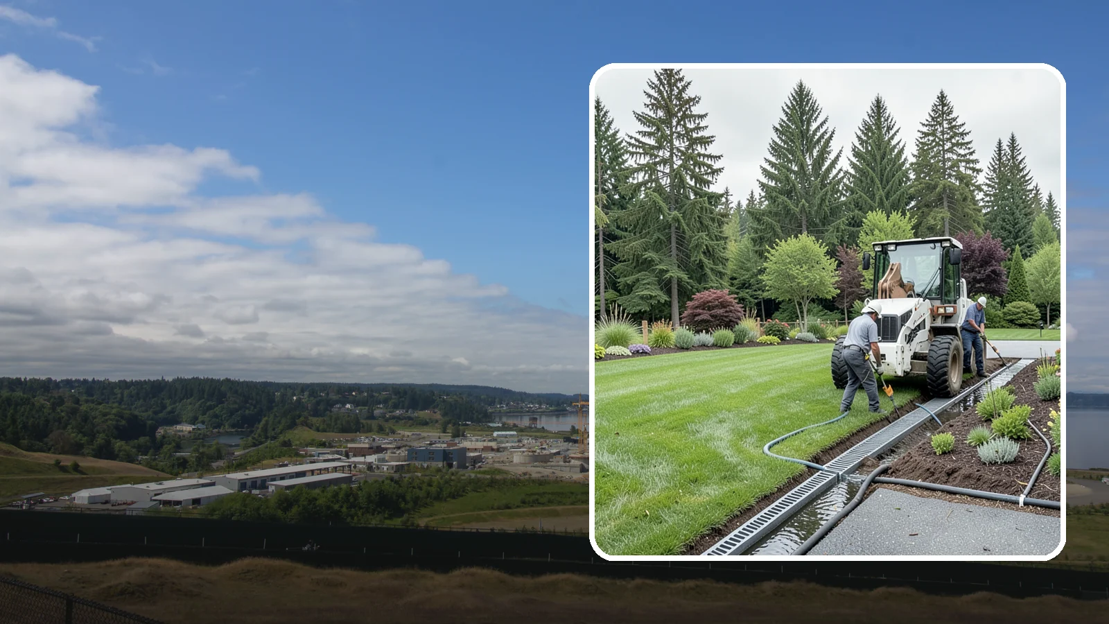 Channel Drain Installation in University Place, Pierce County, WA - We install linear channel drains across driveways, patios, and hardscapes to capture surface sheet flow before it pools on paved...