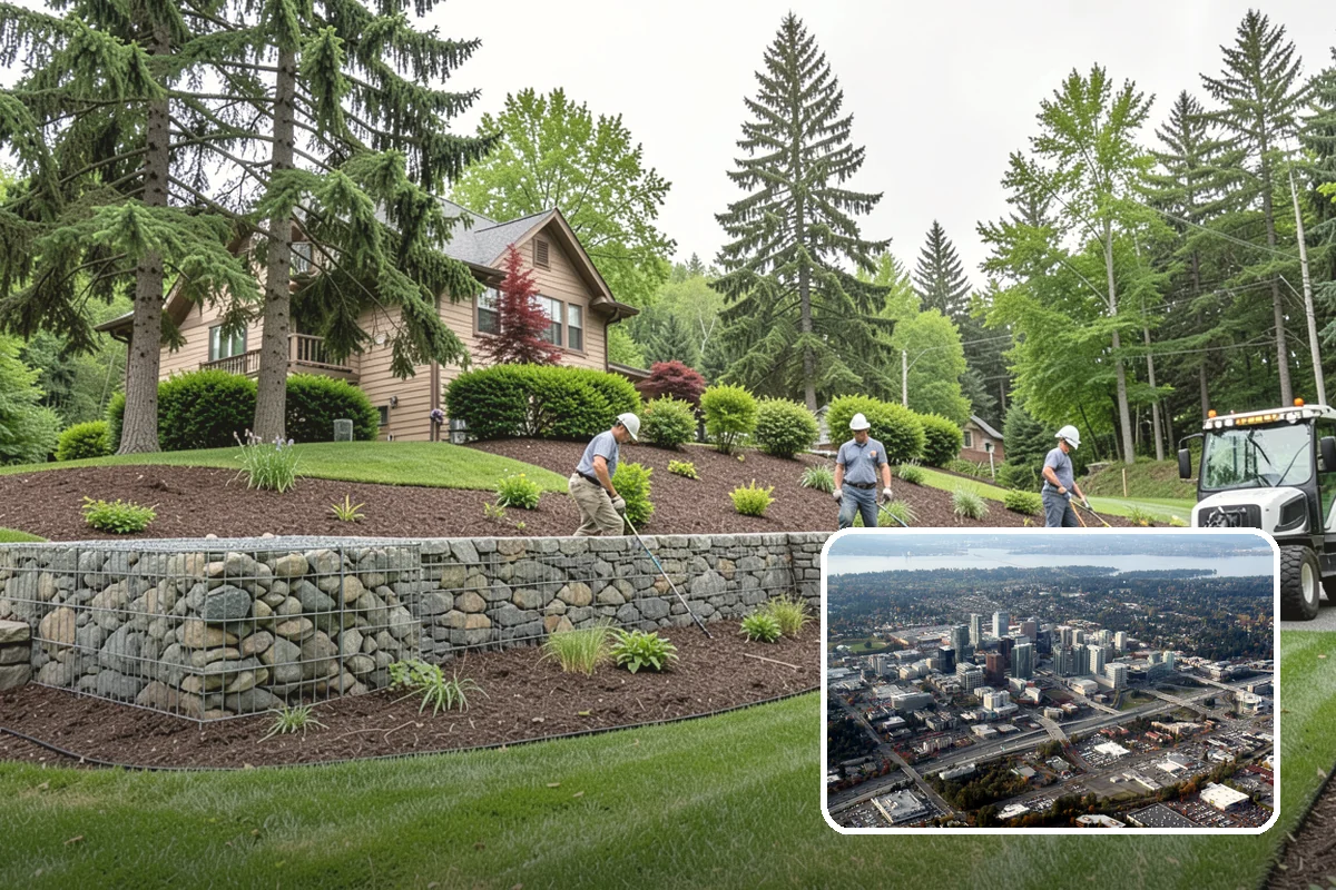 Cobble Installation in Bellevue, King County, WA - Handles concentrated water flow in swales and creek beds