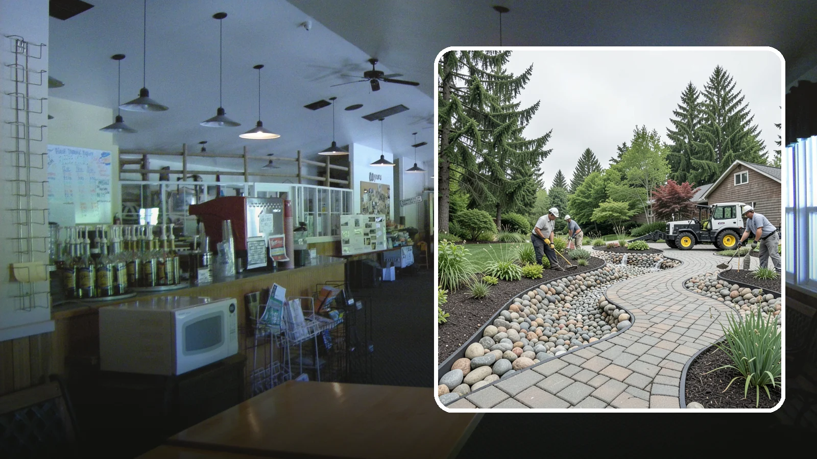 Cobble Installation in Black Diamond, King County, WA - Large, rounded river cobble that creates dry creek beds, drainage swales, and dramatic garden focal points.