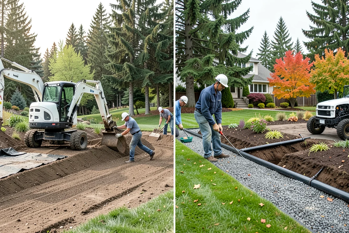Cobble Installation in Fircrest, Pierce County, WA - Excavate and shape the channel or bed with proper grade for flow