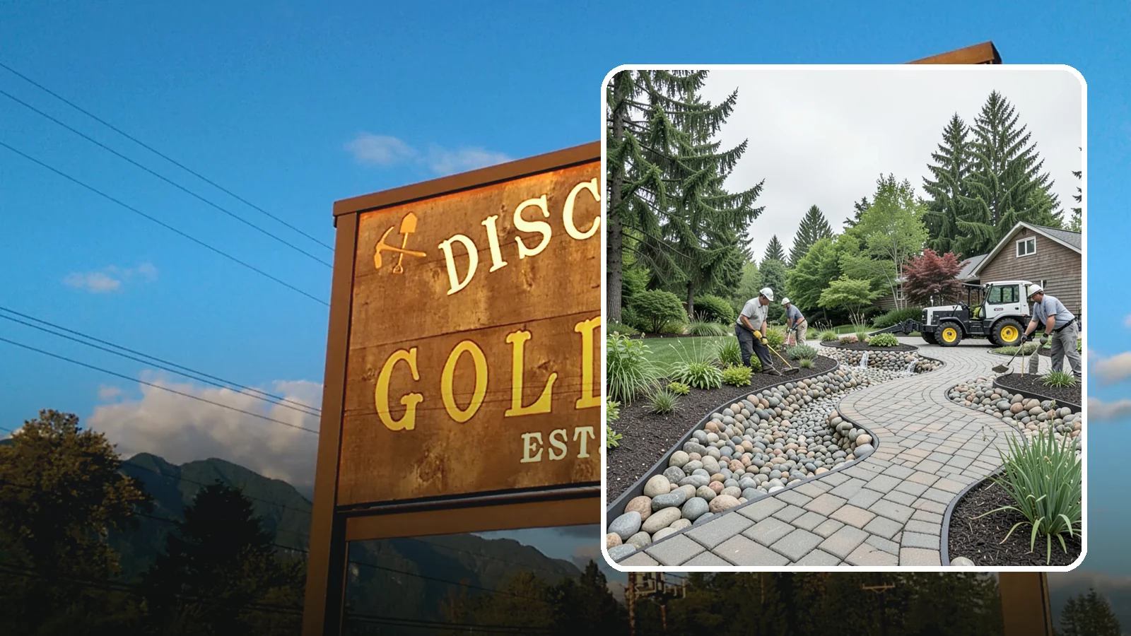 Cobble Installation in Gold Bar, Snohomish County, WA - Large, rounded river cobble that creates dry creek beds, drainage swales, and dramatic garden focal points.