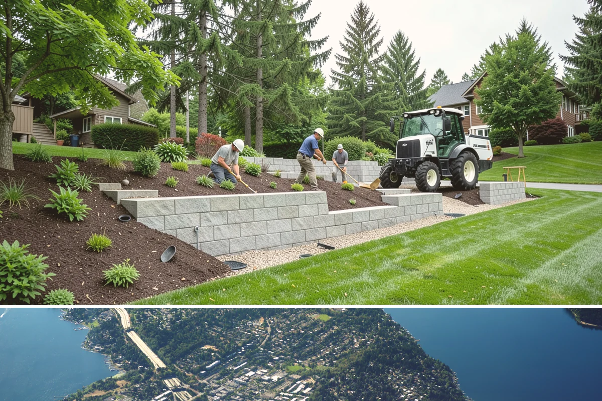 Cobble Installation in Mercer Island, King County, WA - Cobble projects go smoothest in the drier summer window when creek beds and swales can be excavated and shaped without working in...