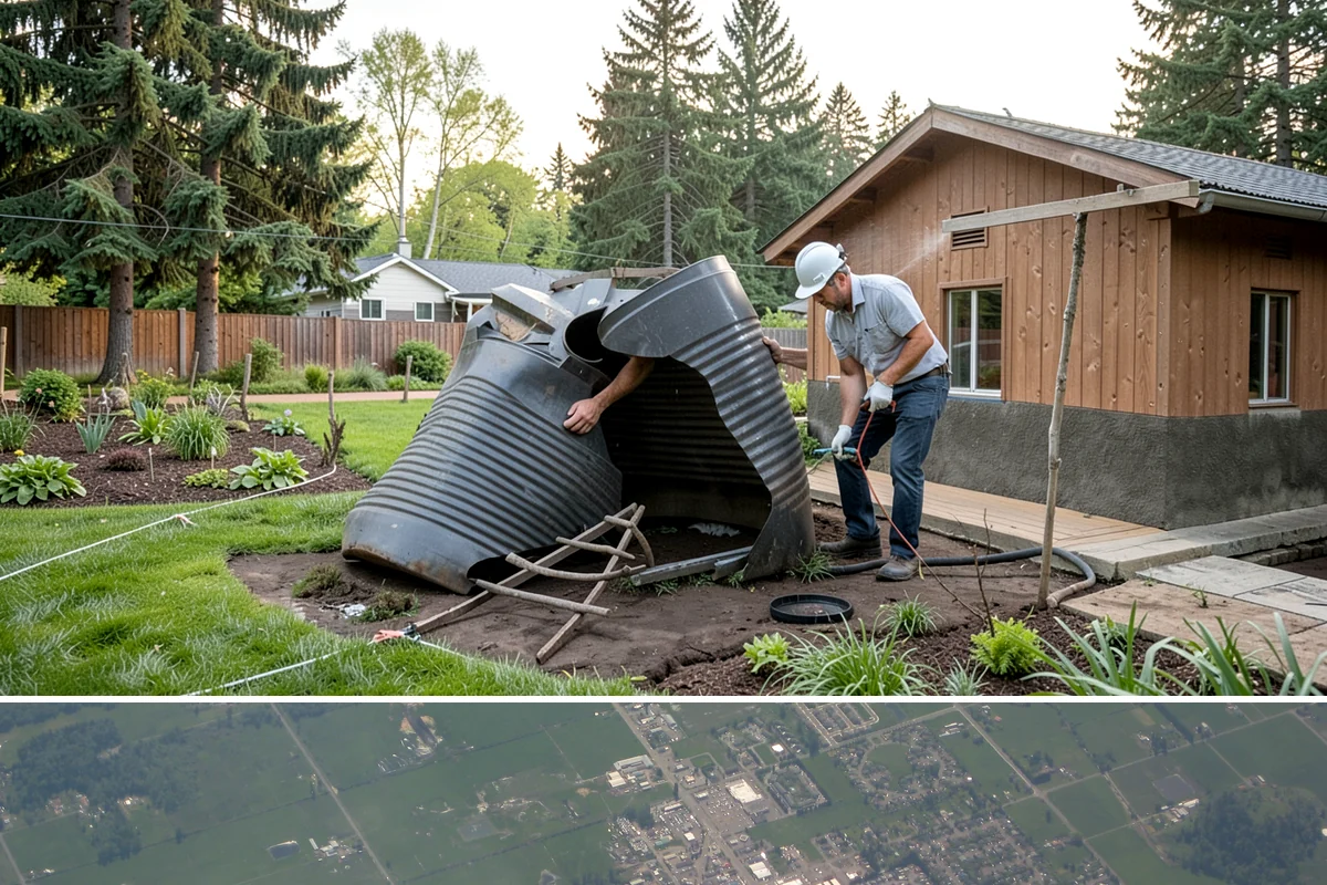 Cobblestone Installation in Enumclaw, King County, WA - Best laid spring through fall so joints set before winter, though mortared cobble aprons can be built in drier cold-weather...
