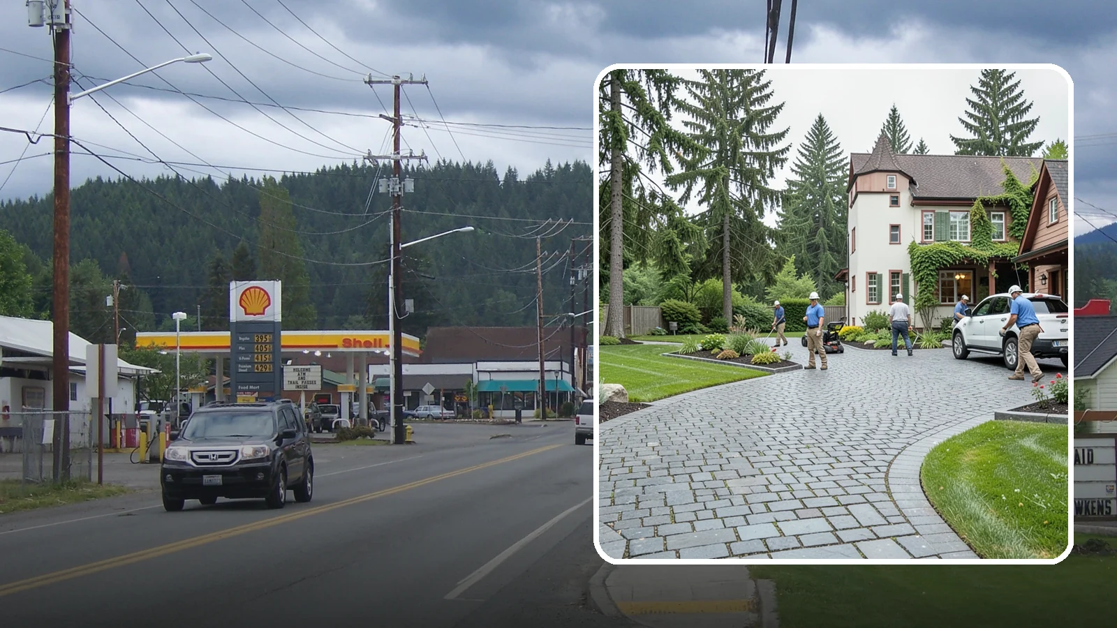 Cobblestone Installation in Granite Falls, Snohomish County, WA - Rugged granite or basalt cobblestones set for old-world driveways, borders, and accents that endure decades of Northwest weather.