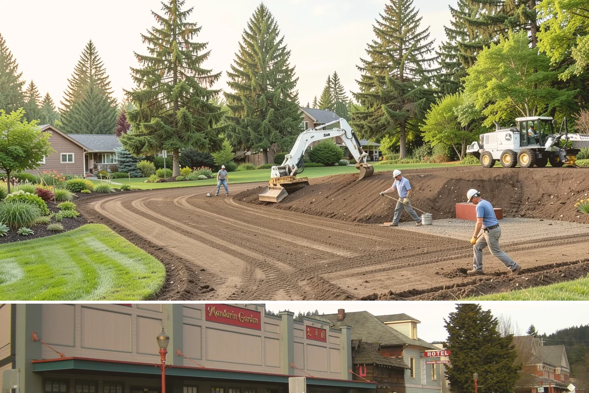 Cobblestone Installation in Issaquah, King County, WA - Best laid spring through fall so joints set before winter, though mortared cobble aprons can be built in drier cold-weather...