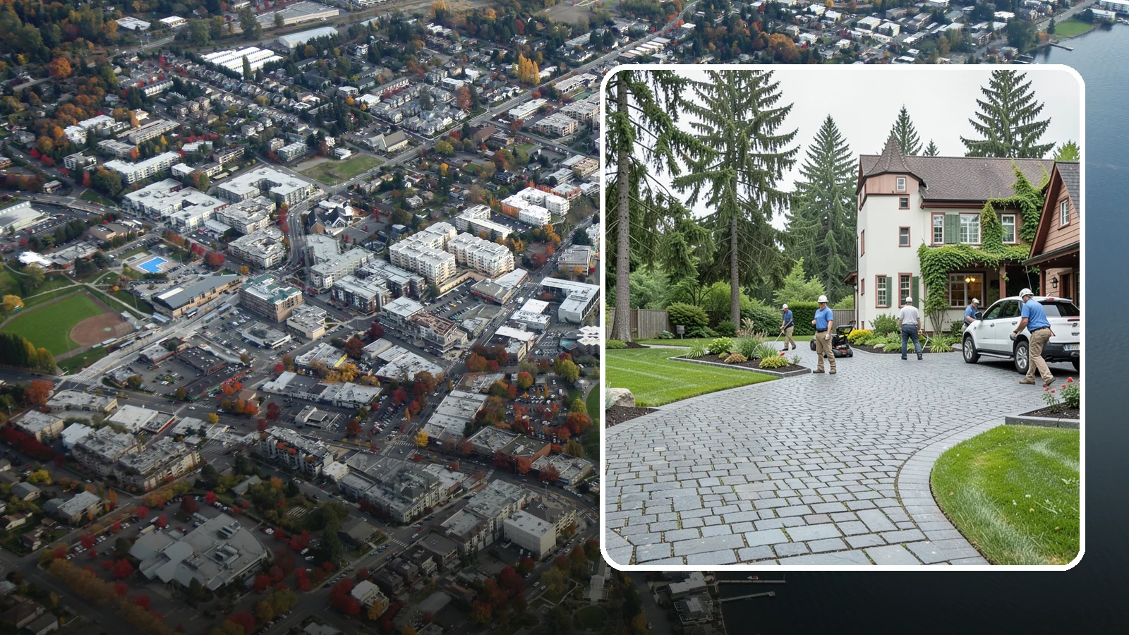 Cobblestone Installation in Kirkland, King County, WA - Rugged granite or basalt cobblestones set for old-world driveways, borders, and accents that endure decades of Northwest weather.