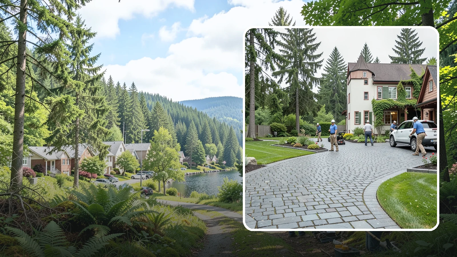 Cobblestone Installation in Lake Forest Park, King County, WA - Rugged granite or basalt cobblestones set for old-world driveways, borders, and accents that endure decades of Northwest weather.