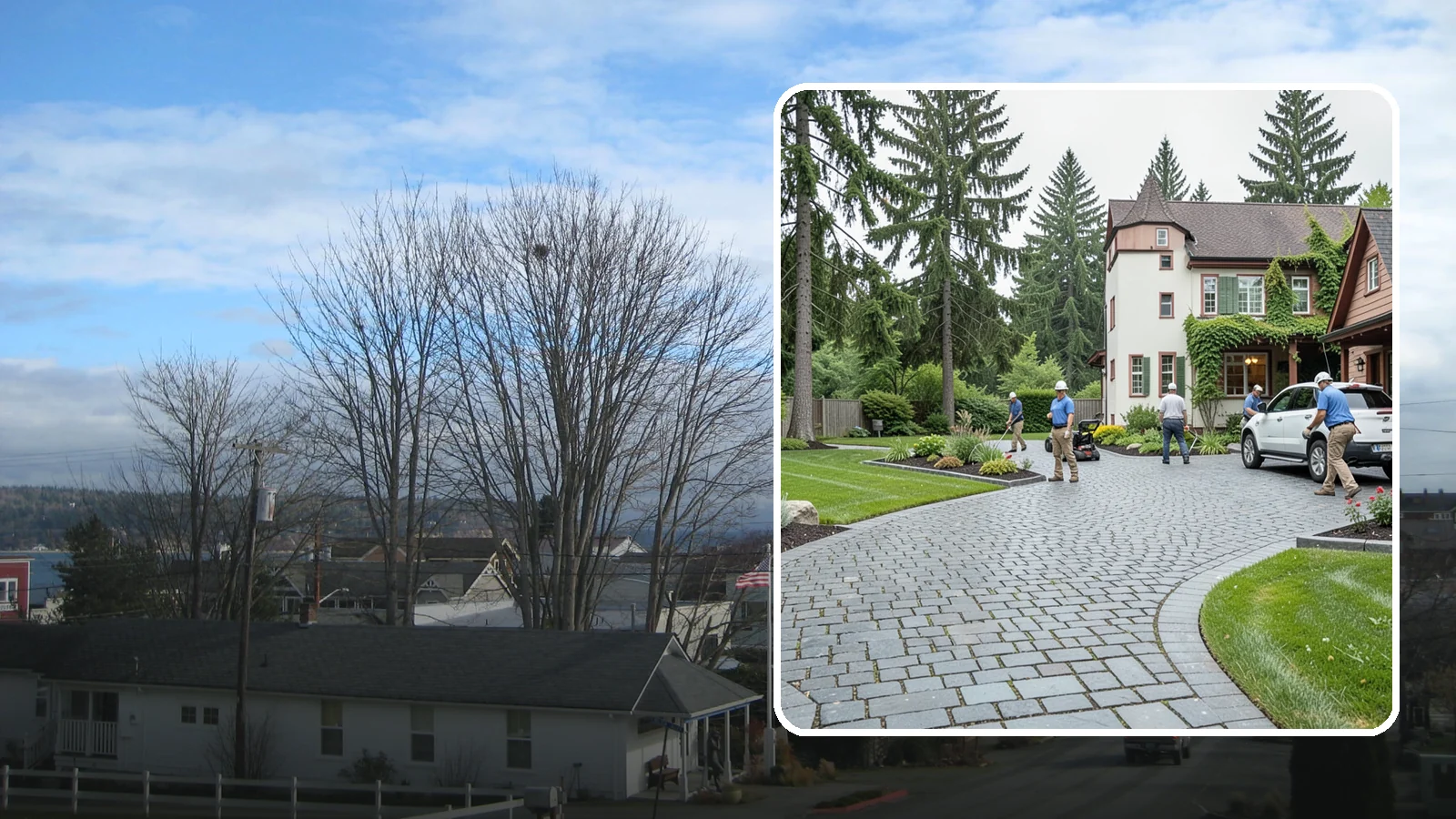 Cobblestone Installation in Langley, Island County, WA - Rugged granite or basalt cobblestones set for old-world driveways, borders, and accents that endure decades of Northwest weather.
