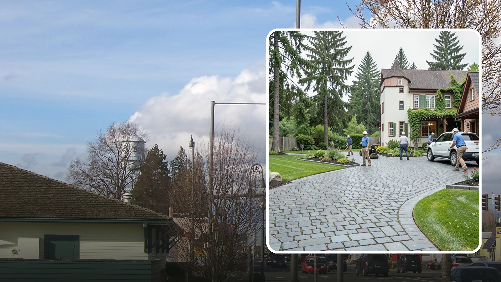Cobblestone Installation in Marysville, Snohomish County, WA - Rugged granite or basalt cobblestones set for old-world driveways, borders, and accents that endure decades of Northwest weather.