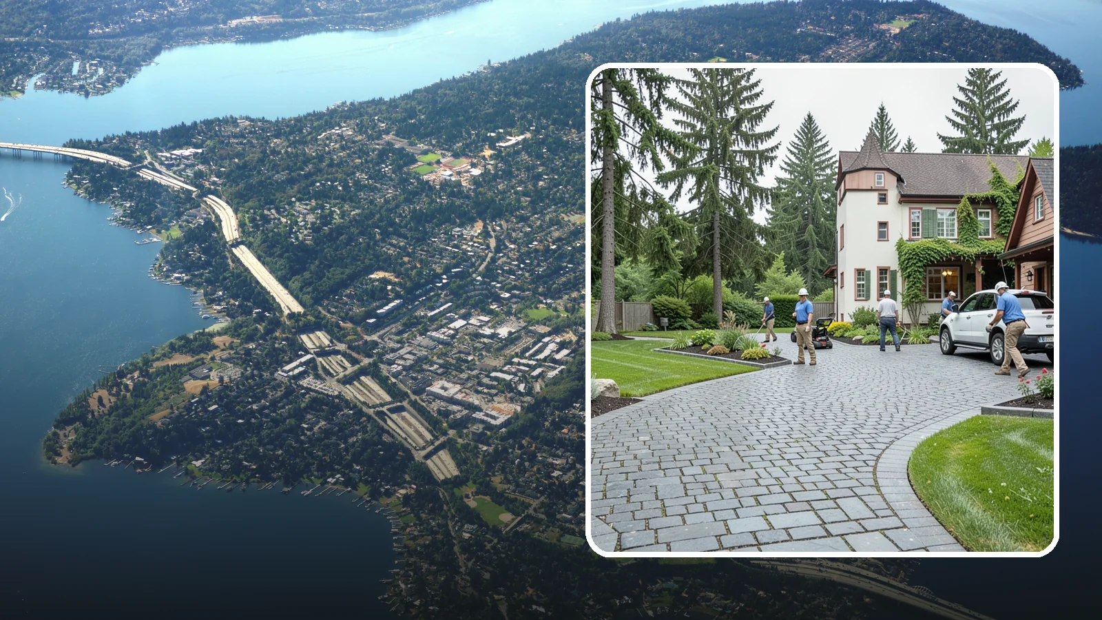 Cobblestone Installation in Mercer Island, King County, WA - Rugged granite or basalt cobblestones set for old-world driveways, borders, and accents that endure decades of Northwest weather.