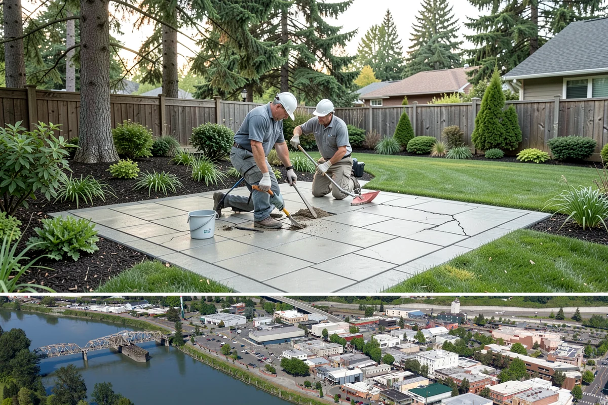Cobblestone Installation in Mount Vernon, Skagit County, WA - Best laid spring through fall so joints set before winter, though mortared cobble aprons can be built in drier cold-weather...