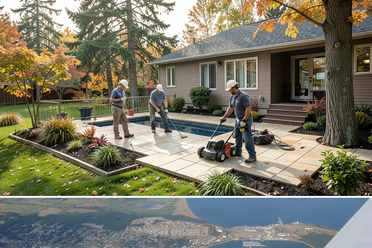 Cobblestone Installation in Oak Harbor, Island County, WA - Best laid spring through fall so joints set before winter, though mortared cobble aprons can be built in drier cold-weather...