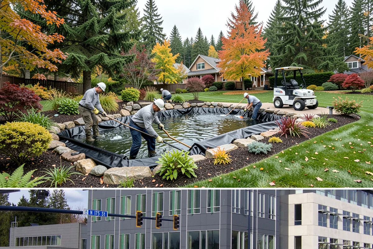 Cobblestone Installation in Shoreline, King County, WA - Best laid spring through fall so joints set before winter, though mortared cobble aprons can be built in drier cold-weather...