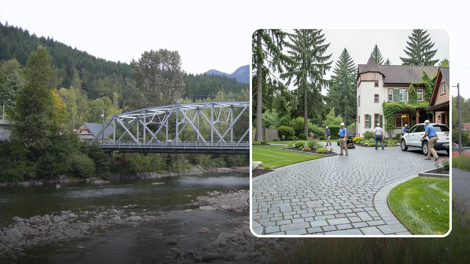 Cobblestone Installation in Skykomish, King County, WA - Rugged granite or basalt cobblestones set for old-world driveways, borders, and accents that endure decades of Northwest weather.