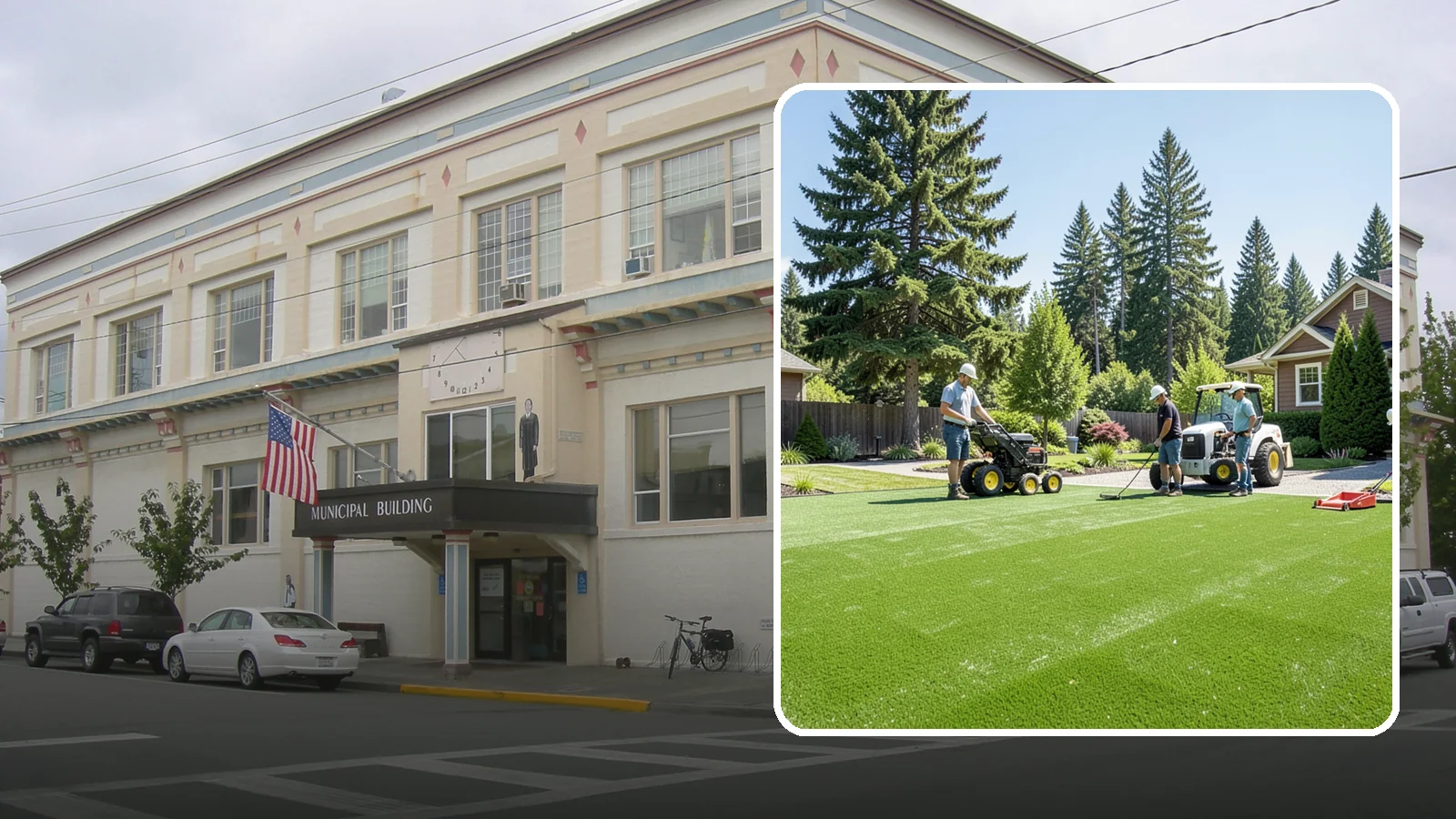 Commercial Artificial Turf in Anacortes, Skagit County, WA - Large-scale commercial turf for businesses, medians, and grounds that stays green with no maintenance budget.