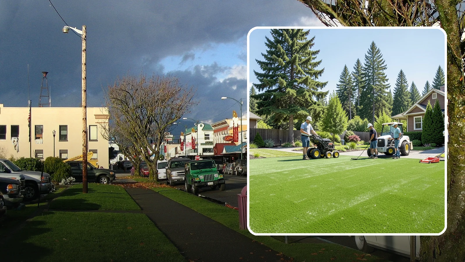 Commercial Artificial Turf in Arlington, Snohomish County, WA - Large-scale commercial turf for businesses, medians, and grounds that stays green with no maintenance budget.
