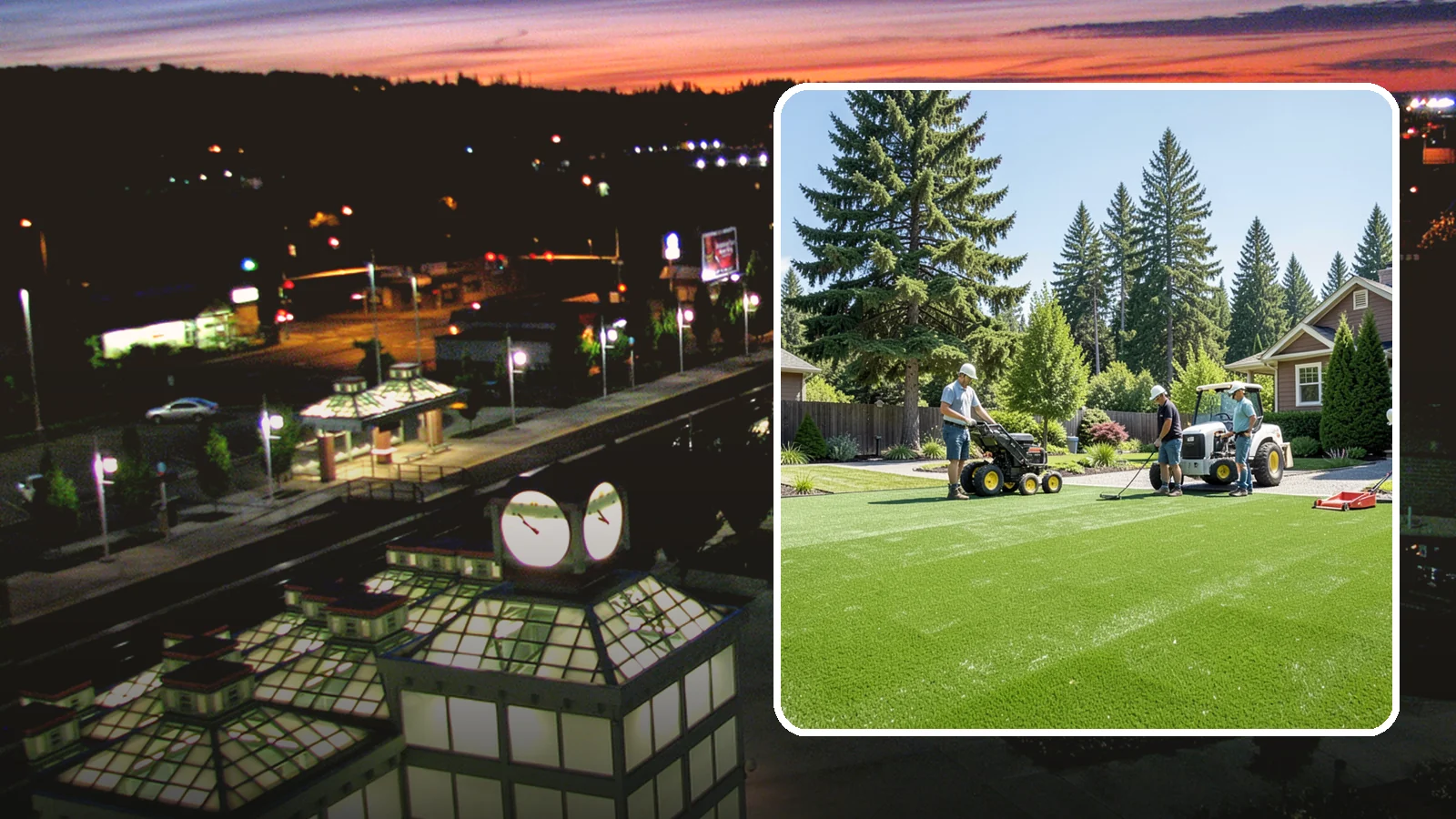 Commercial Artificial Turf in Auburn, King County, WA - Large-scale commercial turf for businesses, medians, and grounds that stays green with no maintenance budget.