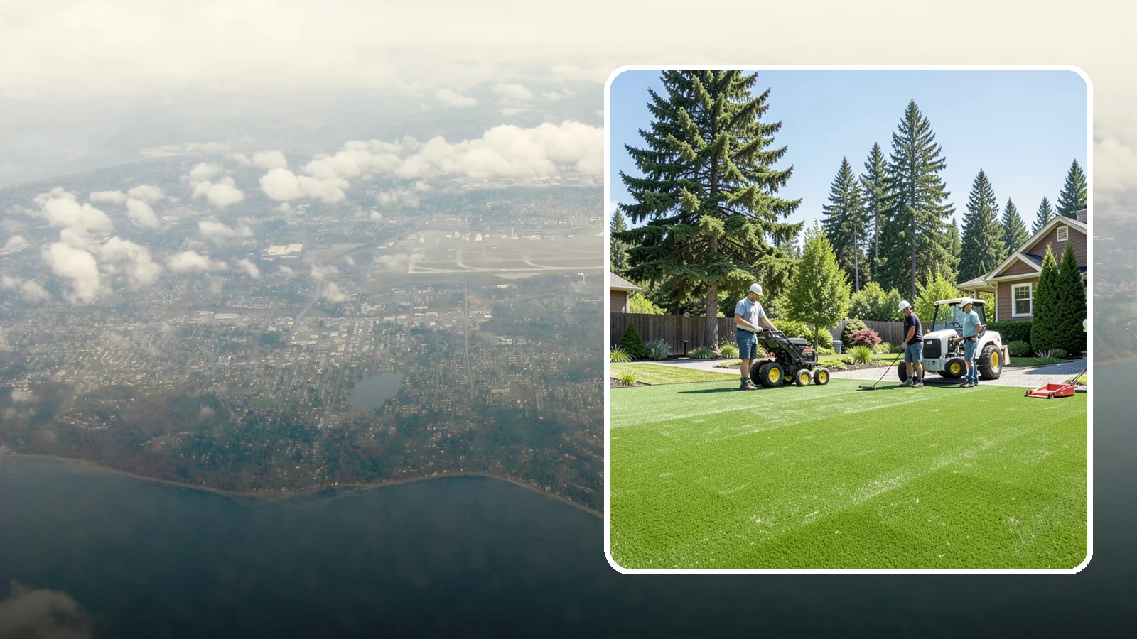 Commercial Artificial Turf in Burien, King County, WA - Large-scale commercial turf for businesses, medians, and grounds that stays green with no maintenance budget.