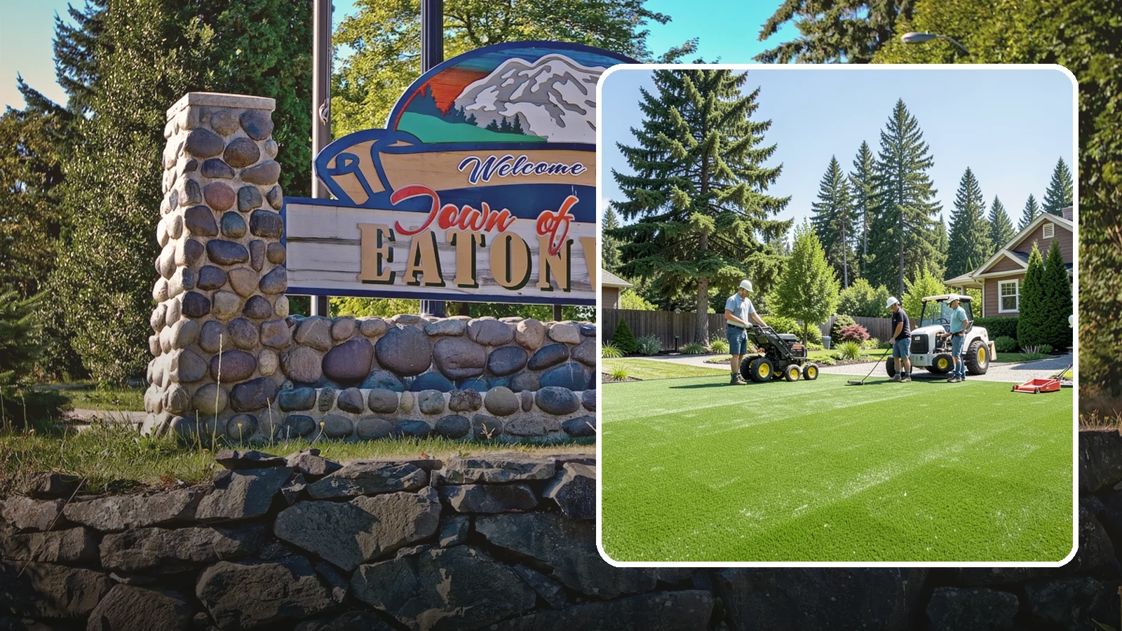Commercial Artificial Turf in Eatonville, Pierce County, WA - Large-scale commercial turf for businesses, medians, and grounds that stays green with no maintenance budget.