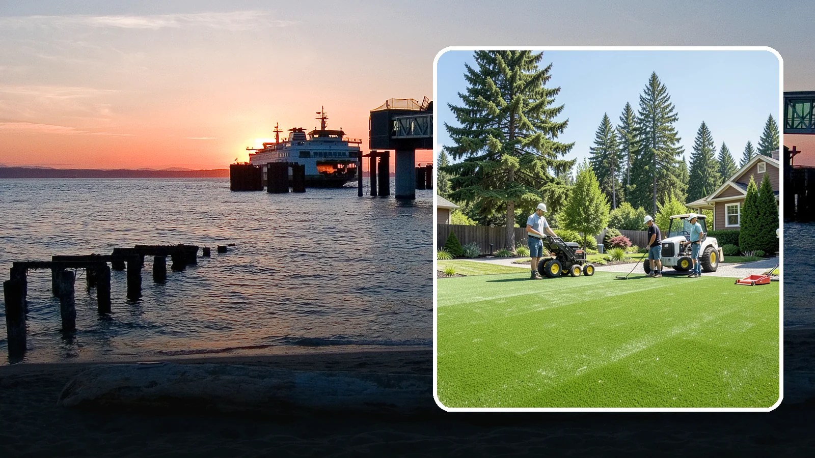 Commercial Artificial Turf in Edmonds, Snohomish County, WA - Large-scale commercial turf for businesses, medians, and grounds that stays green with no maintenance budget.