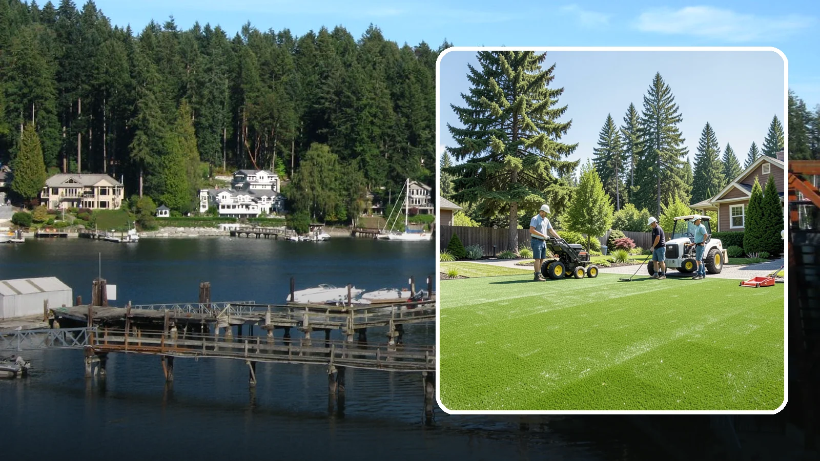 Commercial Artificial Turf in Gig Harbor, Pierce County, WA - Large-scale commercial turf for businesses, medians, and grounds that stays green with no maintenance budget.