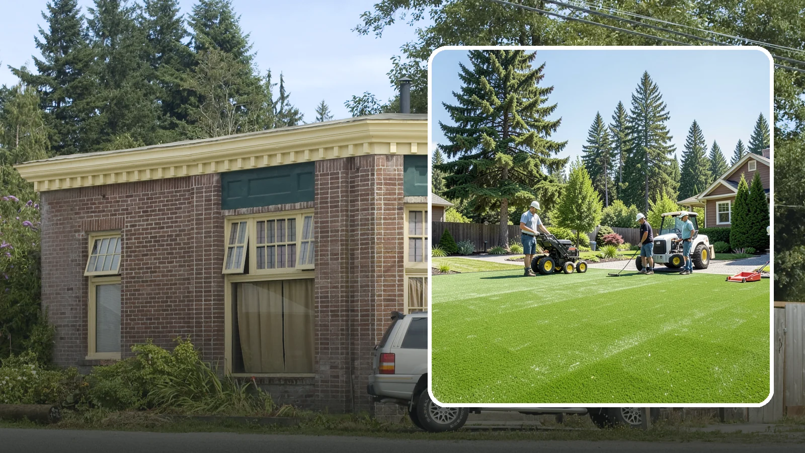 Commercial Artificial Turf in Hamilton, Skagit County, WA - Large-scale commercial turf for businesses, medians, and grounds that stays green with no maintenance budget.