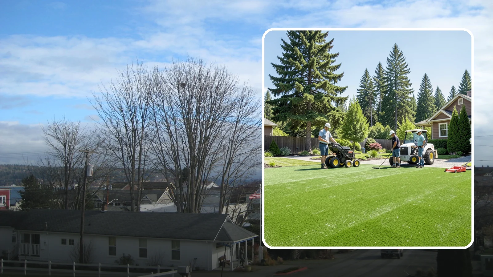 Commercial Artificial Turf in Langley, Island County, WA - Large-scale commercial turf for businesses, medians, and grounds that stays green with no maintenance budget.