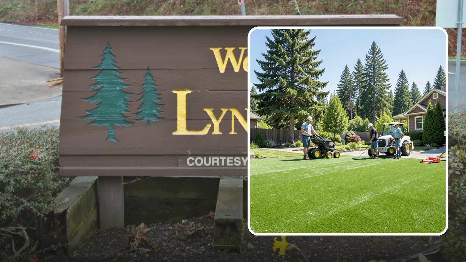 Commercial Artificial Turf in Lynnwood, Snohomish County, WA - Large-scale commercial turf for businesses, medians, and grounds that stays green with no maintenance budget.
