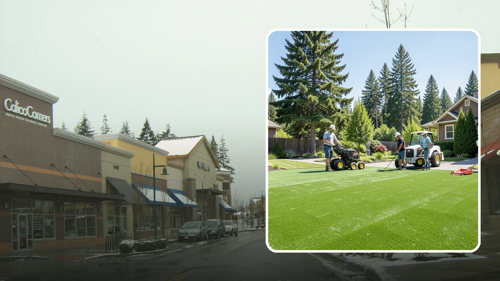 Commercial Artificial Turf in Mill Creek, Snohomish County, WA - Large-scale commercial turf for businesses, medians, and grounds that stays green with no maintenance budget.