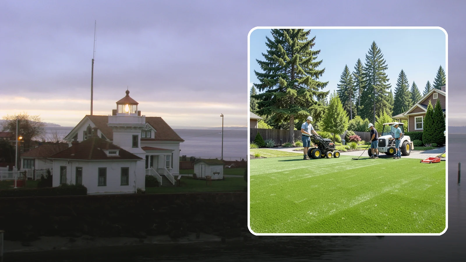 Commercial Artificial Turf in Mukilteo, Snohomish County, WA - Large-scale commercial turf for businesses, medians, and grounds that stays green with no maintenance budget.