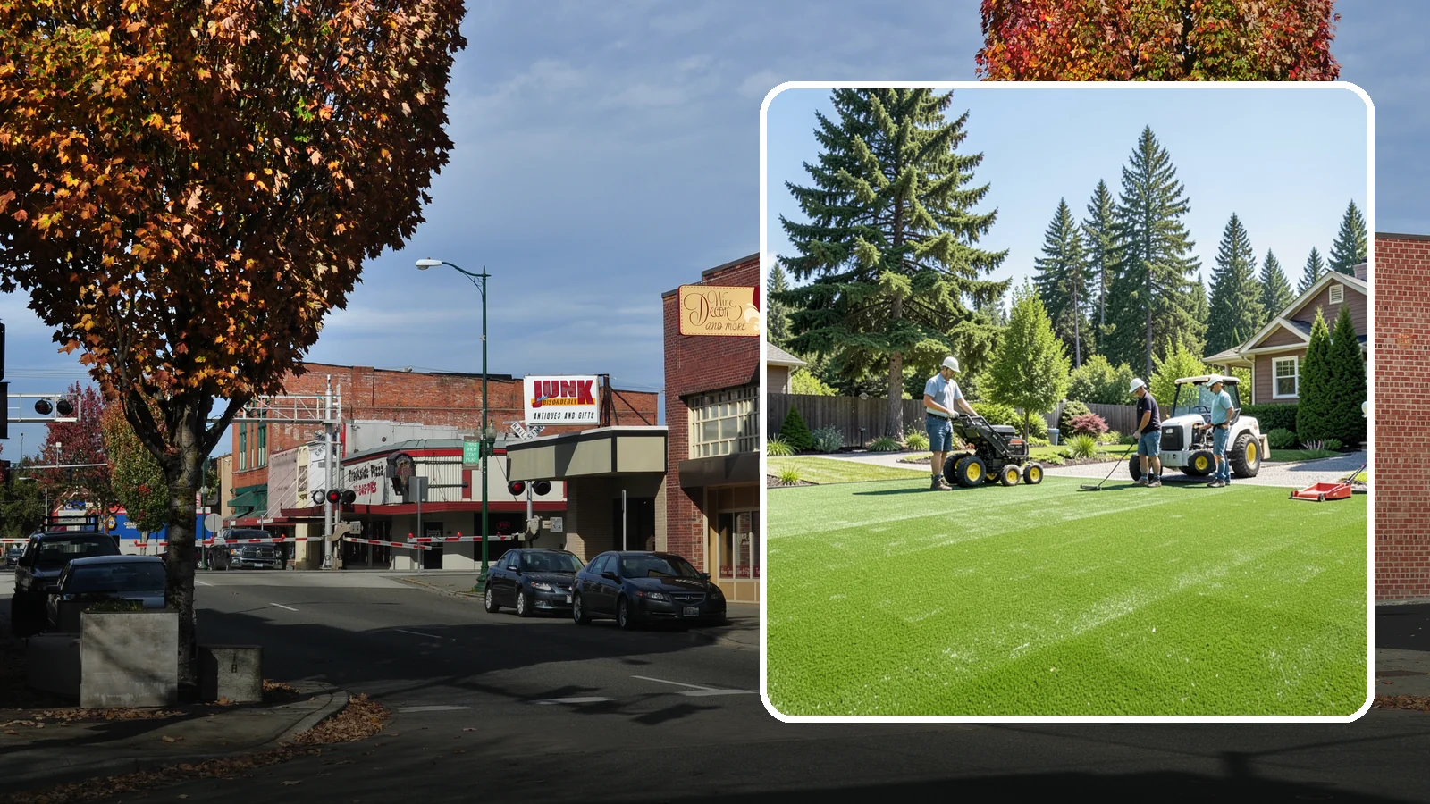 Commercial Artificial Turf in Puyallup, Pierce County, WA - Large-scale commercial turf for businesses, medians, and grounds that stays green with no maintenance budget.