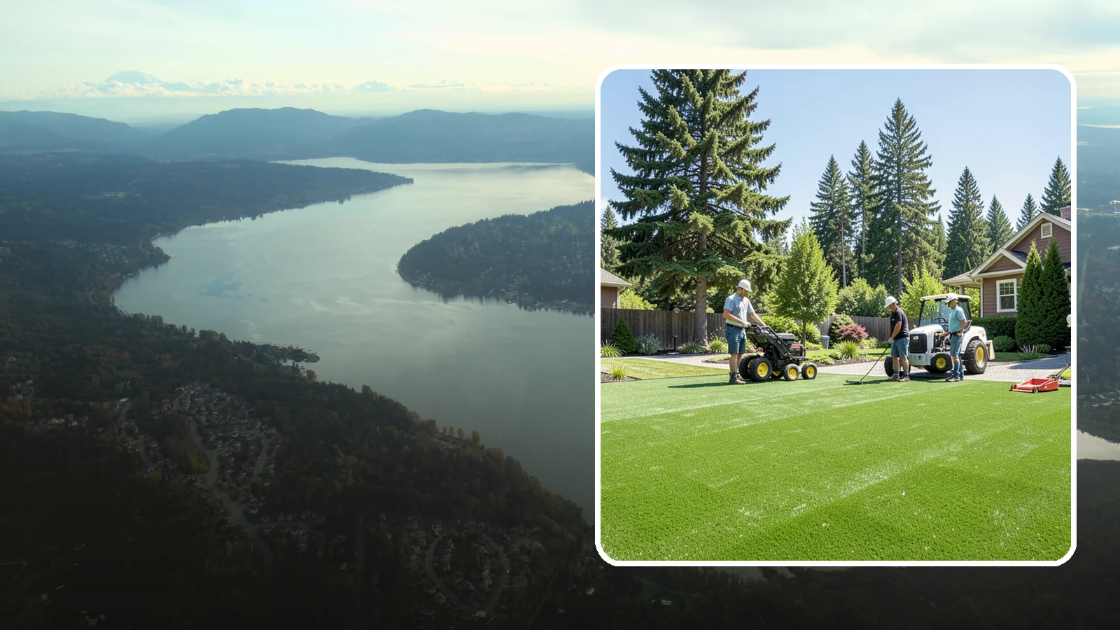 Commercial Artificial Turf in Sammamish, King County, WA - Large-scale commercial turf for businesses, medians, and grounds that stays green with no maintenance budget.