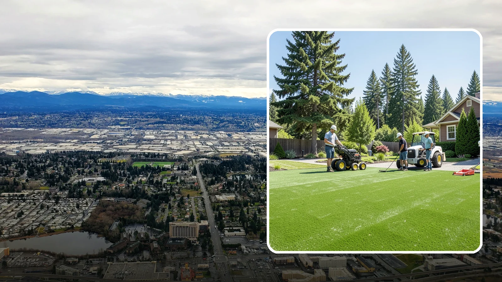 Commercial Artificial Turf in SeaTac, King County, WA - Large-scale commercial turf for businesses, medians, and grounds that stays green with no maintenance budget.