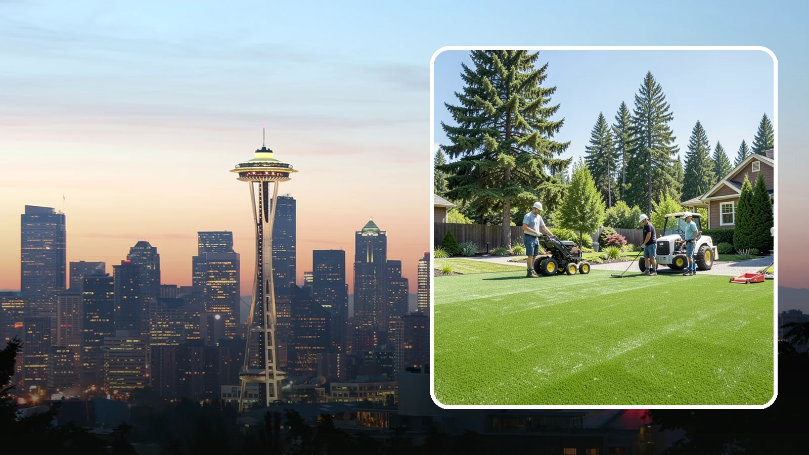 Commercial Artificial Turf in Seattle, King County, WA - Large-scale commercial turf for businesses, medians, and grounds that stays green with no maintenance budget.