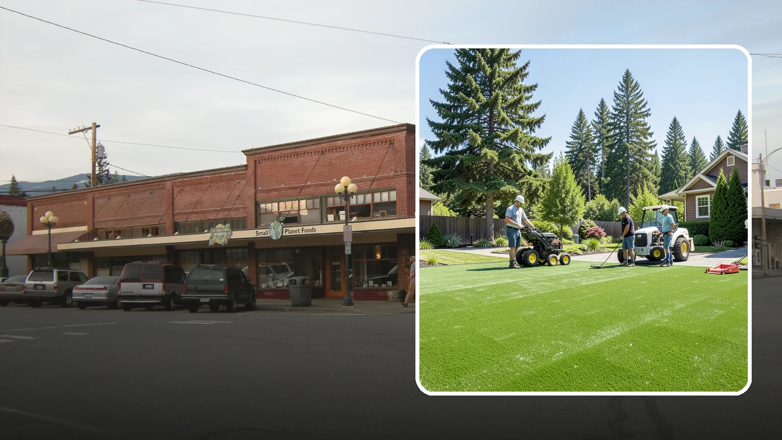 Commercial Artificial Turf in Sedro-Woolley, Skagit County, WA - Large-scale commercial turf for businesses, medians, and grounds that stays green with no maintenance budget.