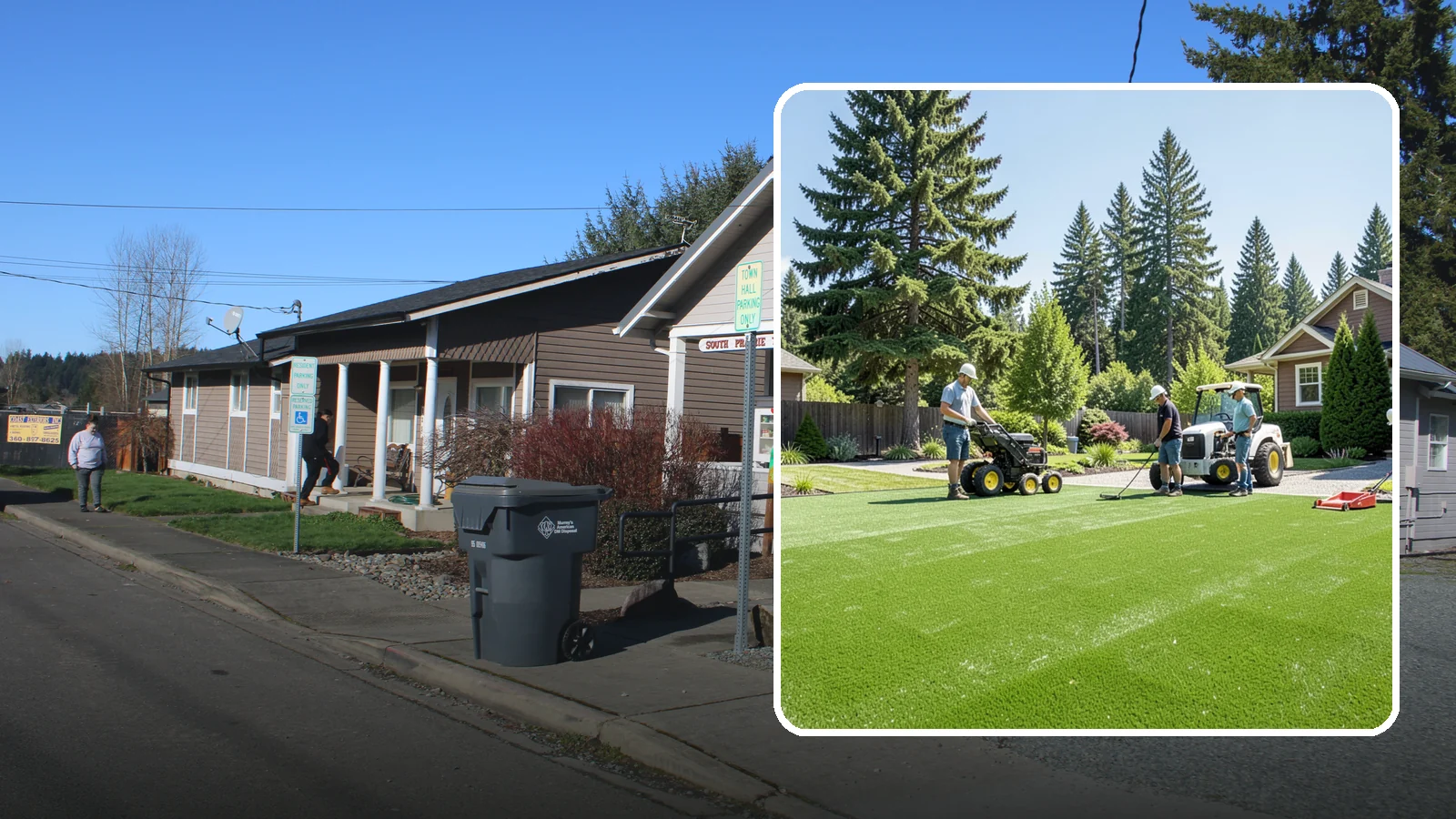 Commercial Artificial Turf in South Prairie, Pierce County, WA - Large-scale commercial turf for businesses, medians, and grounds that stays green with no maintenance budget.
