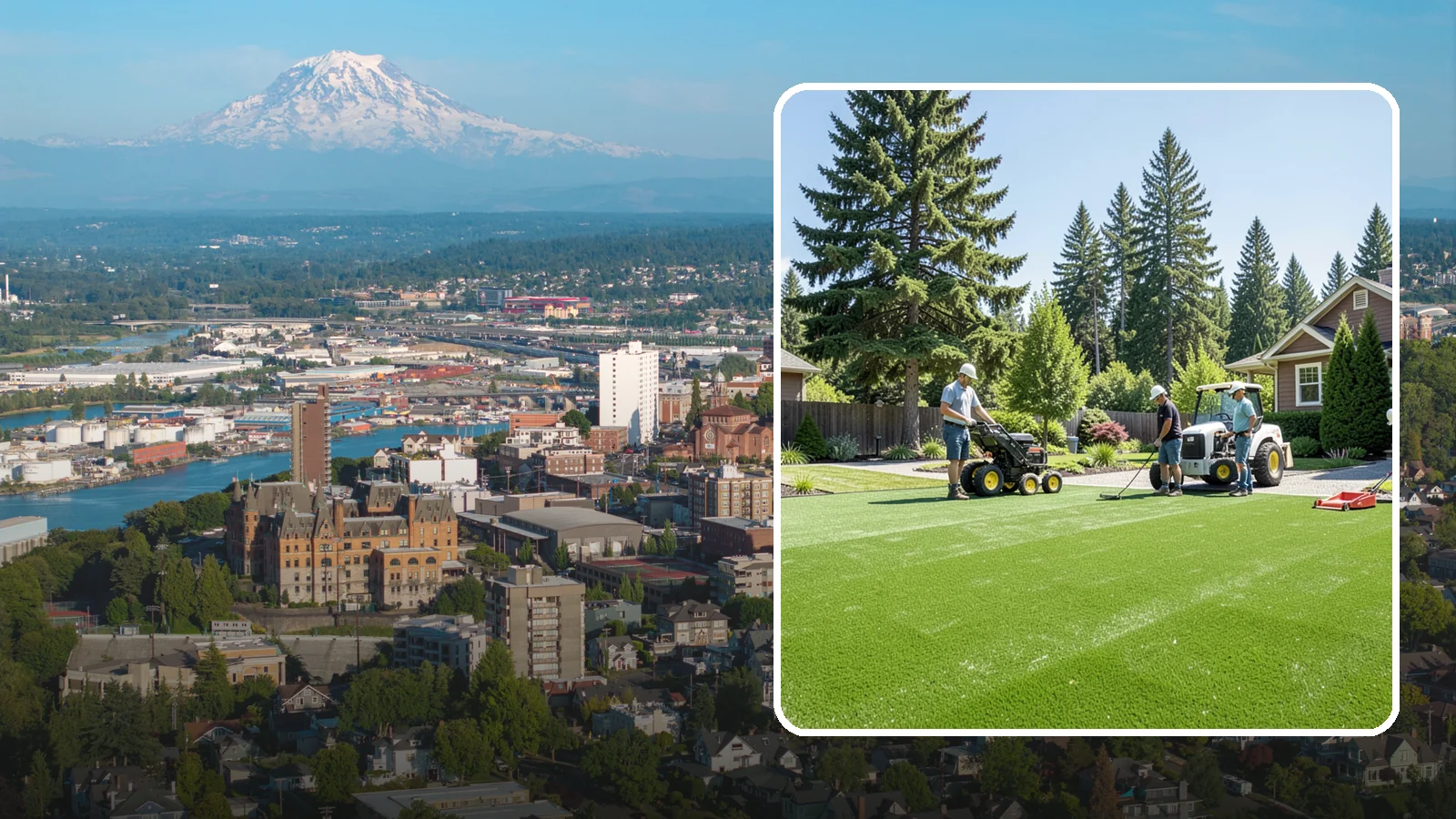 Commercial Artificial Turf in Tacoma, Pierce County, WA - Large-scale commercial turf for businesses, medians, and grounds that stays green with no maintenance budget.