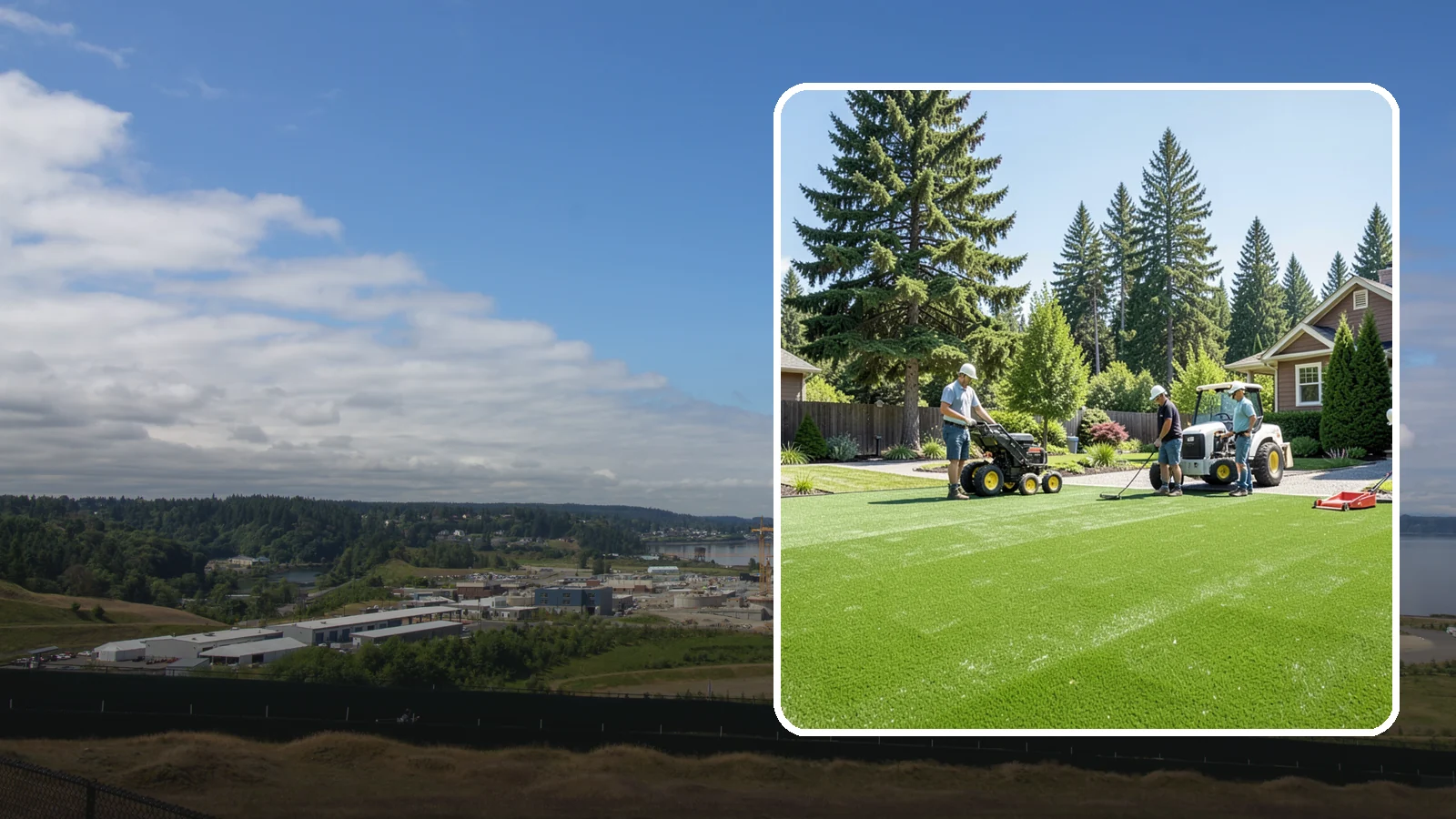 Commercial Artificial Turf in University Place, Pierce County, WA - Large-scale commercial turf for businesses, medians, and grounds that stays green with no maintenance budget.