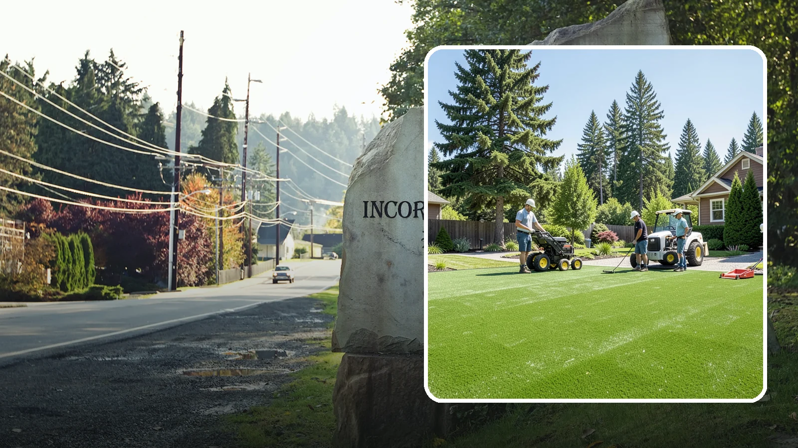 Commercial Artificial Turf in Wilkeson, Pierce County, WA - Large-scale commercial turf for businesses, medians, and grounds that stays green with no maintenance budget.
