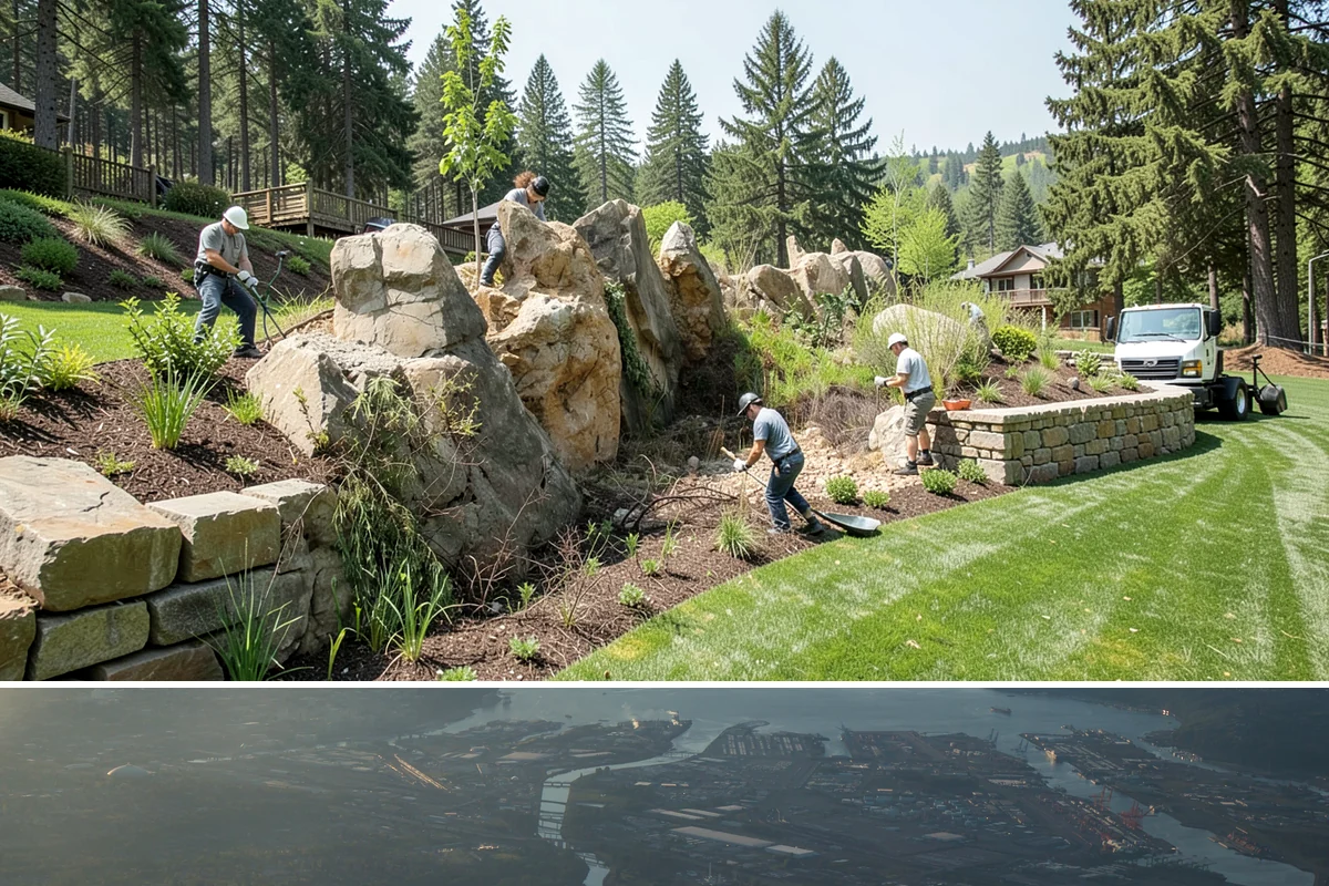 Commercial Landscape Maintenance in Fife, Pierce County, WA - Delivered on a year-round contract with weekly or biweekly visits in the growing season and reduced winter visits focused on...