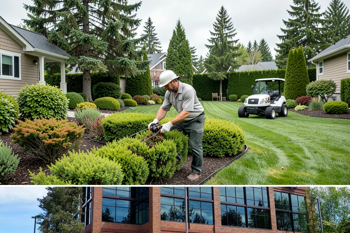Commercial Landscape Maintenance in Mountlake Terrace, Snohomish County, WA - Delivered on a year-round contract with weekly or biweekly visits in the growing season and reduced winter visits focused on...