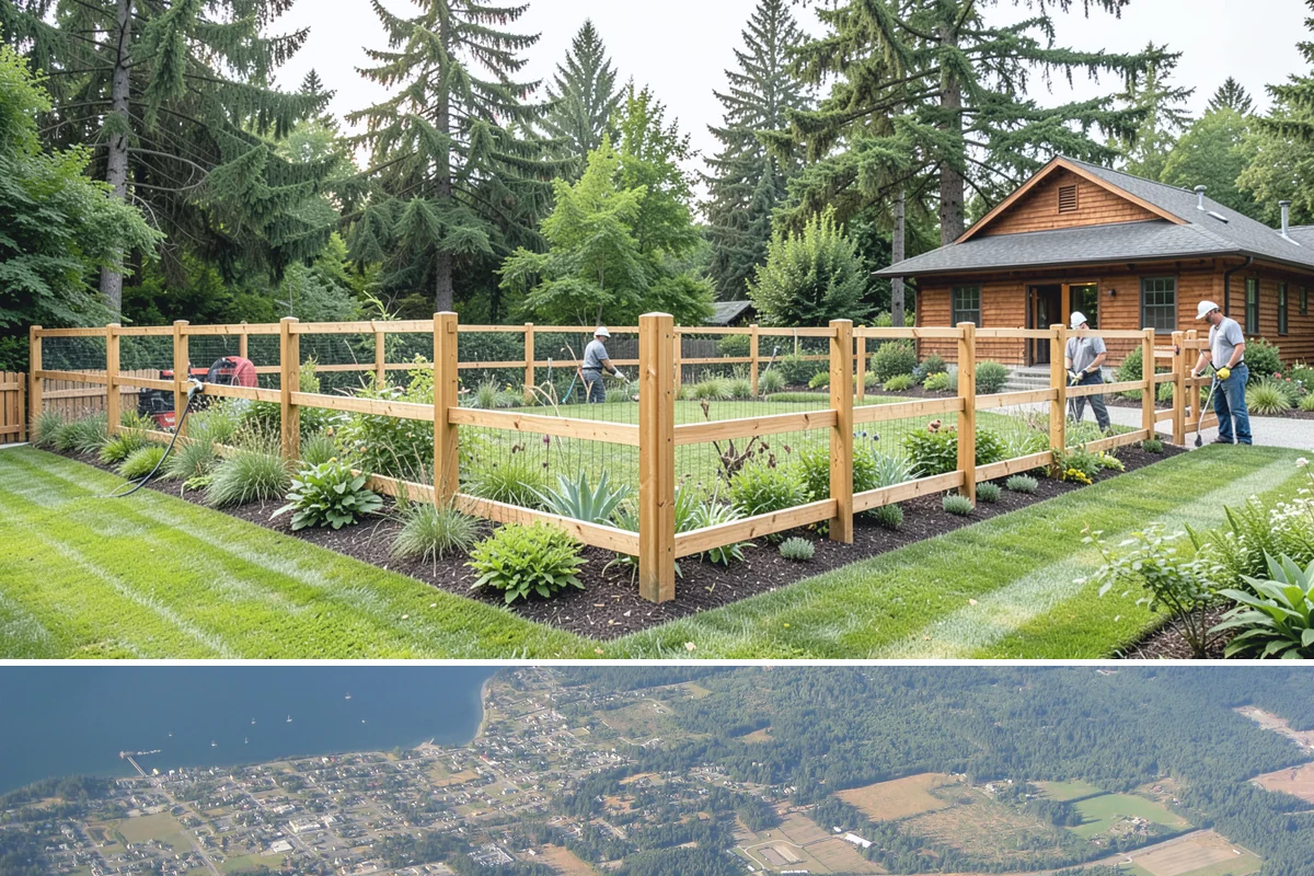 Composite Fence Installation in Coupeville, Island County, WA - Composite performs well year-round, though drier spring-to-fall weeks help footings cure before the panels go up.