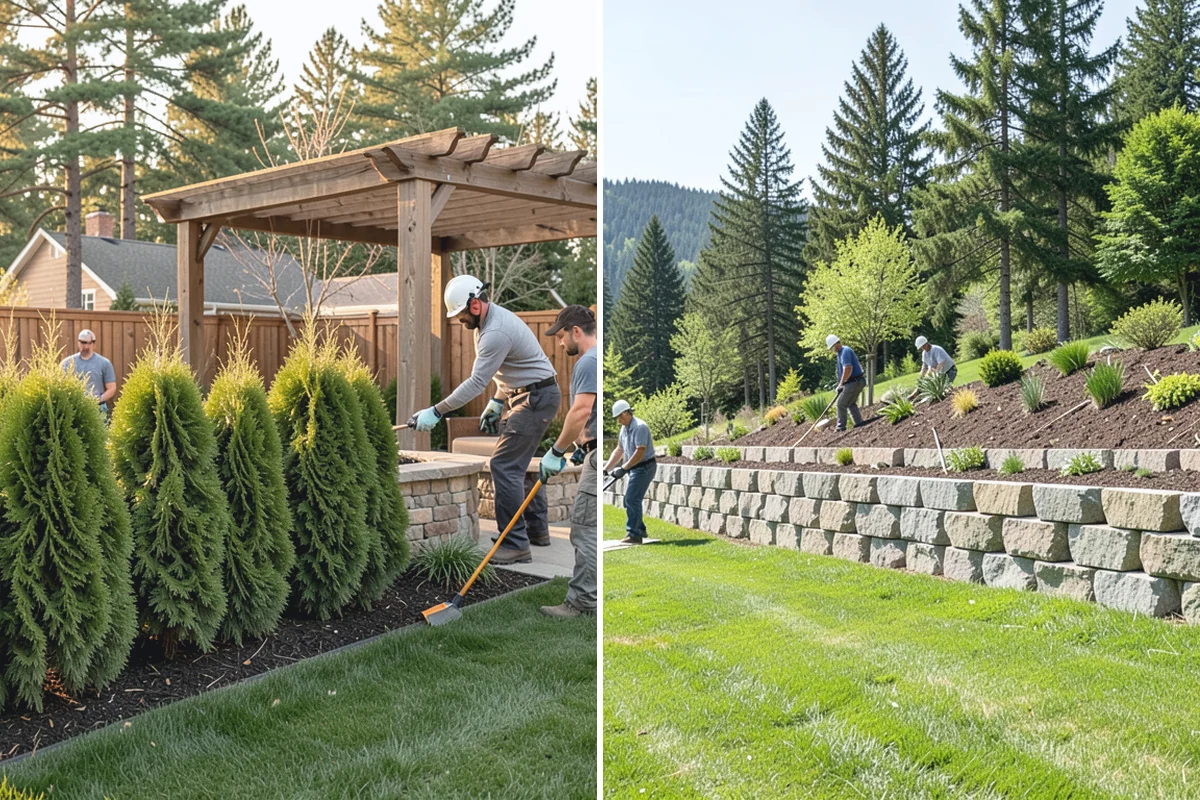 Composite Fence Installation in Granite Falls, Snohomish County, WA - Review board style, color, and layout on site