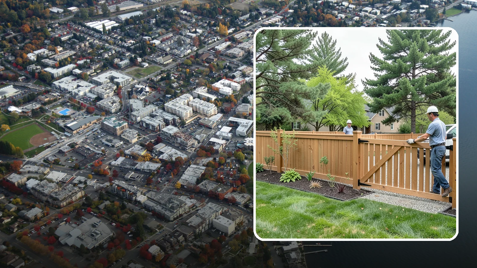 Composite Fence Installation in Kirkland, King County, WA - We build modern composite fences that pair the warmth of wood with rot-proof durability made for wet Northwest conditions.